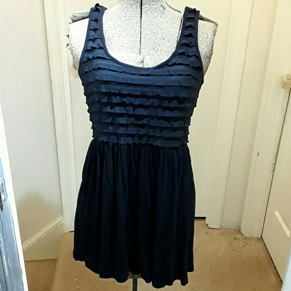 Black  Divided dress with ruffled bodice , sz 8